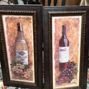 Two wine glassess framed pictures